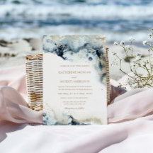 Boda minimalista de color azul y oro