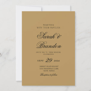 Invitación Boda Minimalista de Color Sólido Cálido en Letra S