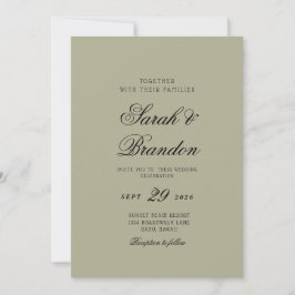 Invitación Boda Minimalista de Color Sólido Cálido en Letra S