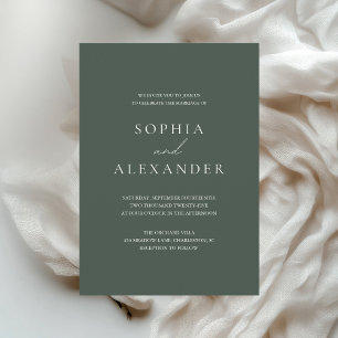 Invitación Boda minimalista de color verde bosque
