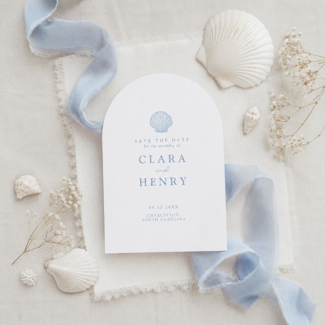 Invitación Boda Minimalista de Conchas Marinas Costeras Save  (Subido por el creador)