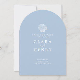 Invitación Boda Minimalista de Conchas Marinas Costeras Save