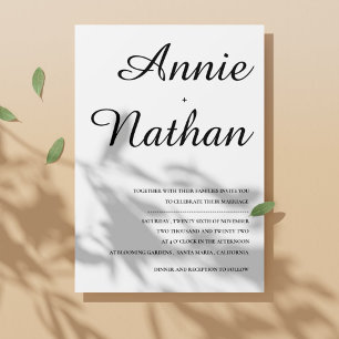 Invitación Boda minimalista de diseño blanco negro de tipo mo