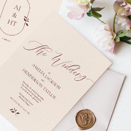 Invitación Boda minimalista de escritura beige de Boho Terrac