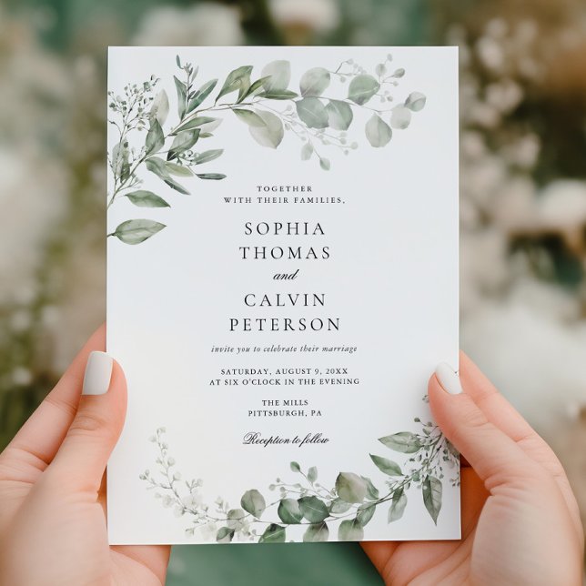 Invitación Boda Minimalista de Eucalyptus Greenery (Subido por el creador)