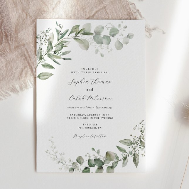 Invitación Boda Minimalista de Eucalyptus Greenery (Subido por el creador)
