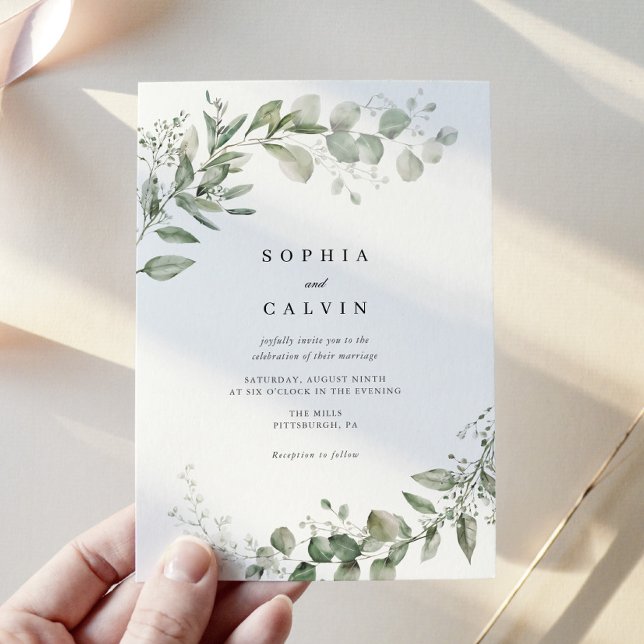 Invitación Boda Minimalista de Eucalyptus Greenery (Subido por el creador)