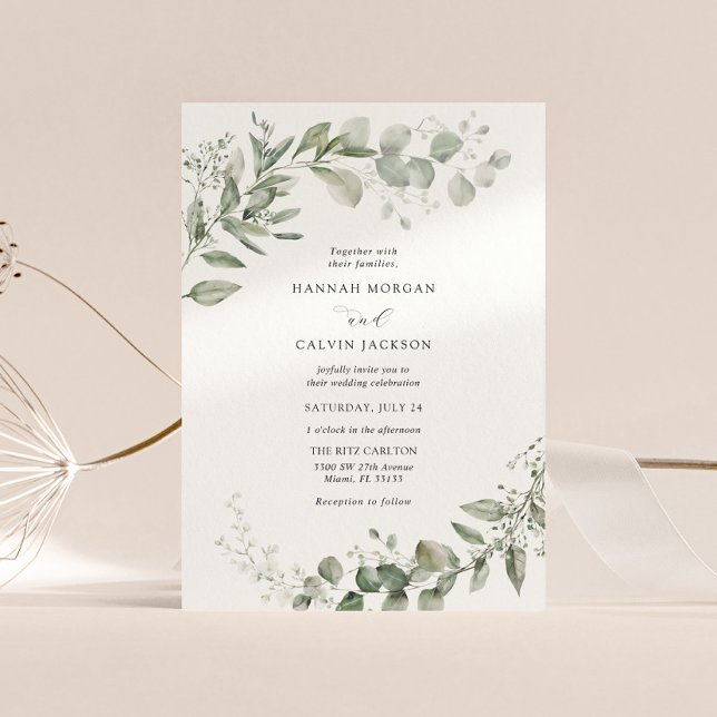 Invitación Boda Minimalista de Eucalyptus Greenery (Subido por el creador)