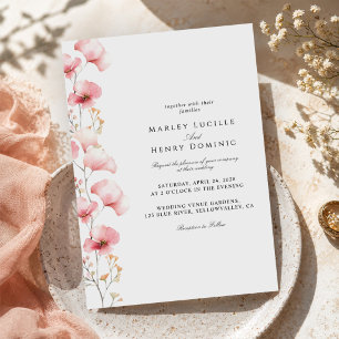 Invitación Boda minimalista de flores rosadas en primavera