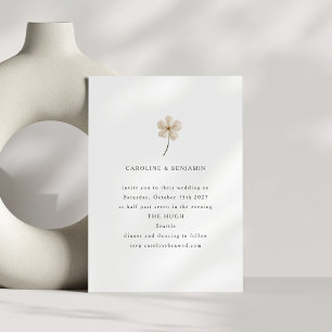 Invitación Boda Minimalista de Flores Silvestres Acuarela Bla