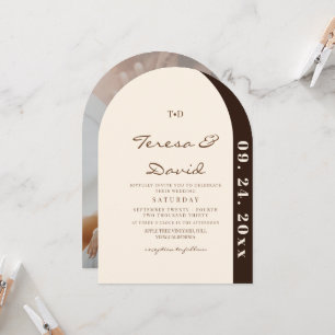 Invitación Boda Minimalista de Foto Moderna Mocha Crema