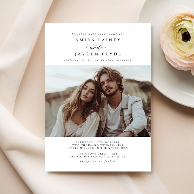 Invitación Boda Minimalista de fotografía de moda de Boho Rus (Subido por el creador)
