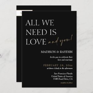 Invitación Boda minimalista de fotografías en negro y oro
