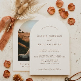 Invitación Boda Minimalista de Fotos Arco Boho