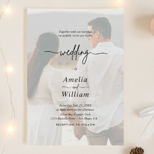 Invitación Boda Minimalista de Fotos Beige
