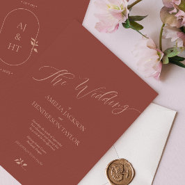 Invitación Boda minimalista de guión de Boho Terracotta