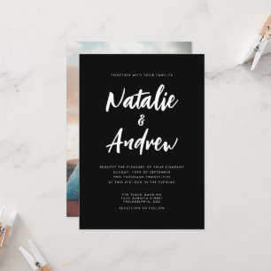 Invitación Boda minimalista de guiones fotográficos en blanco