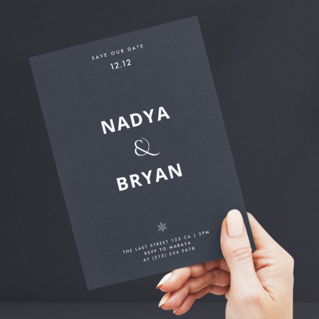 Invitación Boda Minimalista de Invierno con Código QR Gris Az (Subido por el creador)