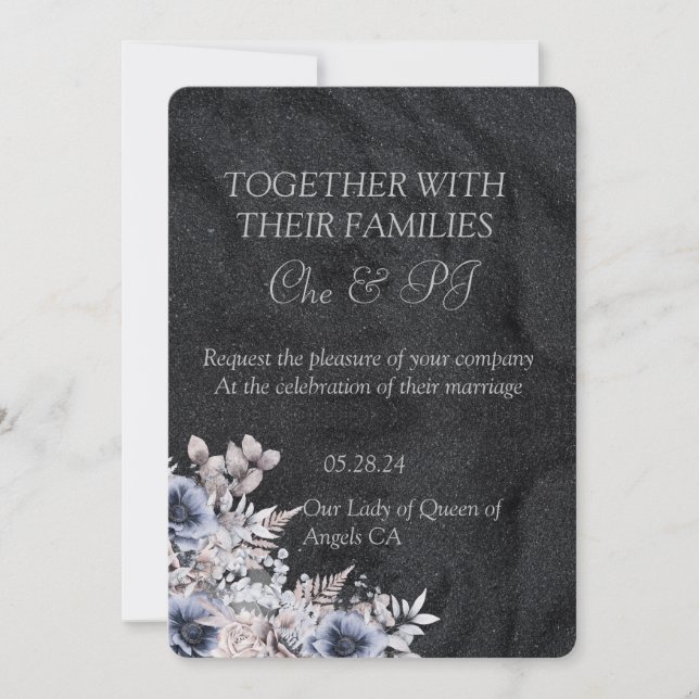 Invitación Boda Minimalista de invierno negro (Anverso)