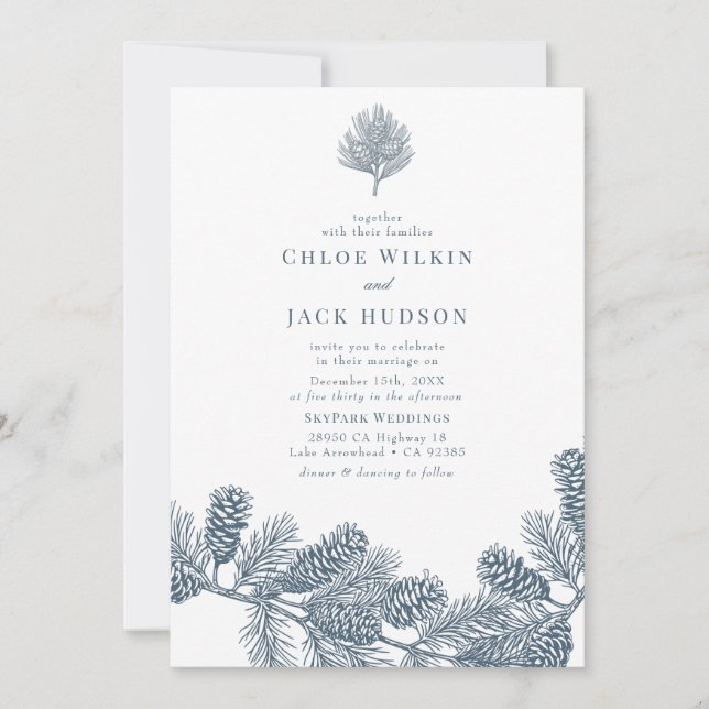 Invitación Boda Minimalista de invierno rusa (Anverso)