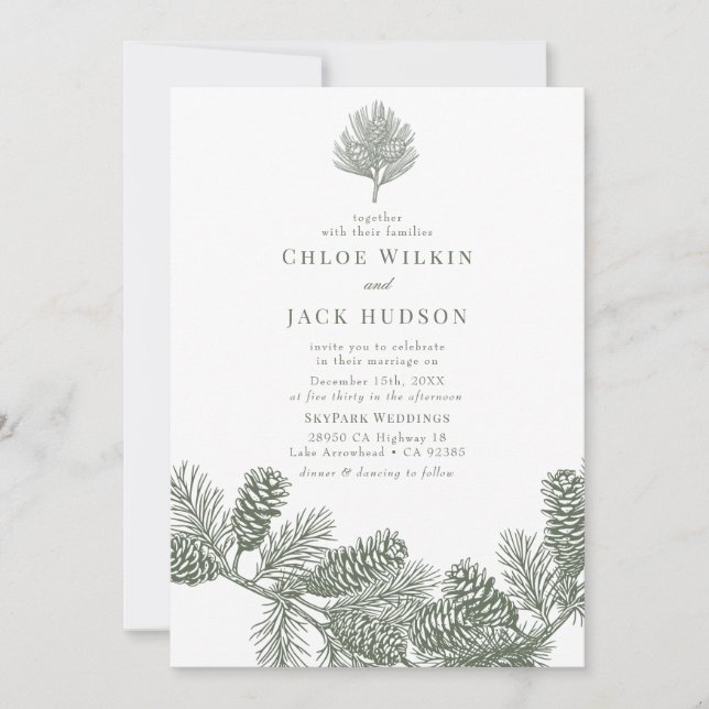 Invitación Boda Minimalista de invierno rusa (Anverso)