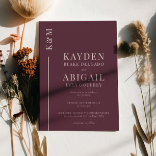 Invitación Boda Minimalista de la línea de limpieza de malvas