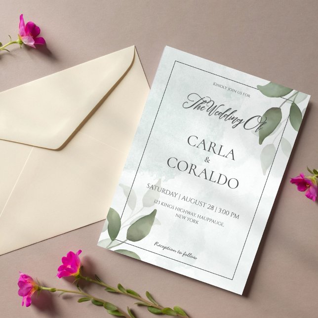 Invitación Boda minimalista de la vegetación (Subido por el creador)