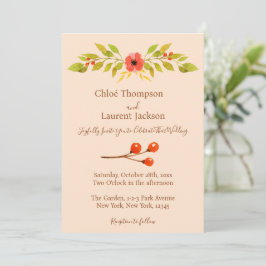 Invitación Boda minimalista de las flores de otoño de Boho