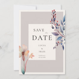 Invitación Boda Minimalista de las hojas azules de color de a