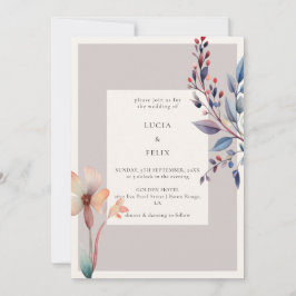 Invitación Boda Minimalista de las hojas azules de color de a
