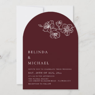 Invitación Boda Minimalista de Línea Artística en Blanco y Bo