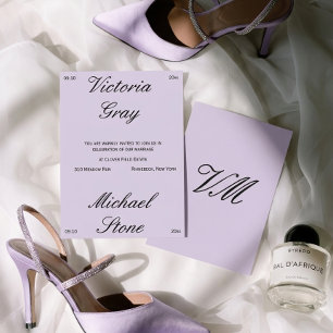 Invitación Boda minimalista de lujo lila editorial chic