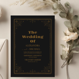 Invitación Boda minimalista de luna celeste de oro
