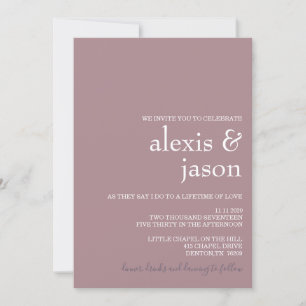 Invitación Boda minimalista de malva moderna