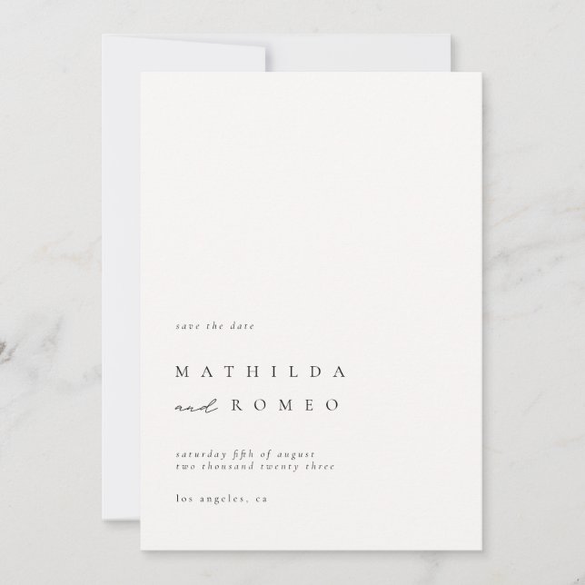 Invitación Boda minimalista de Marfil - Salven la fecha (Anverso)