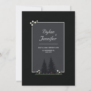 Invitación Boda minimalista de margarita del bosque nórdico