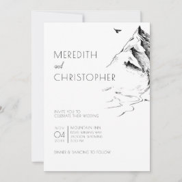Invitación Boda minimalista de montaña dibujado a mano
