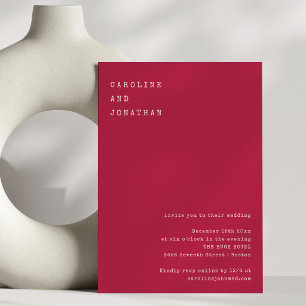 Invitación Boda Minimalista de Navidad en Rojo a Máquina de E