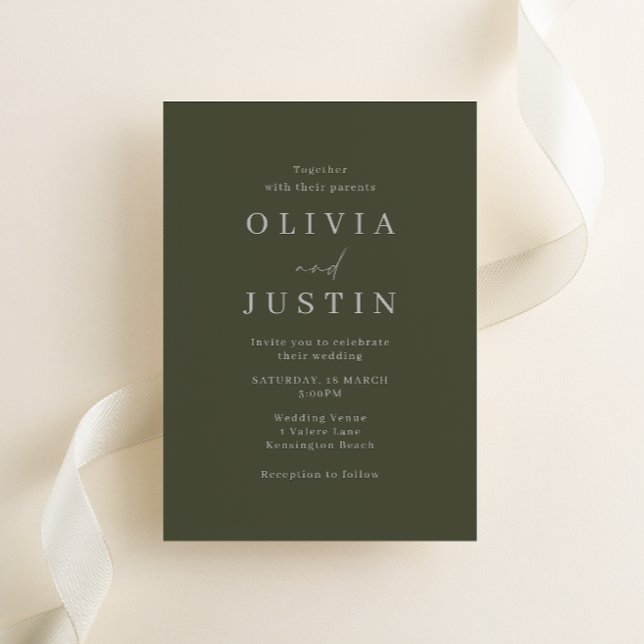 Invitación Boda Minimalista de oliva moderna (Subido por el creador)