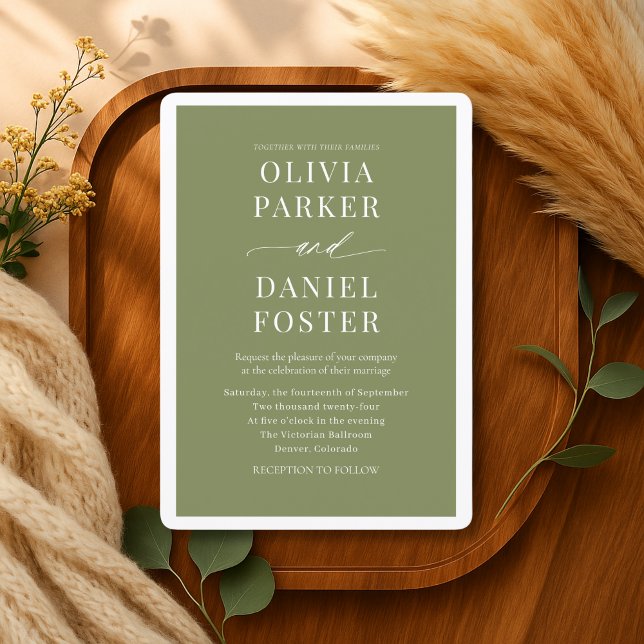 Invitación Boda minimalista de olivo verde moderno (Subido por el creador)