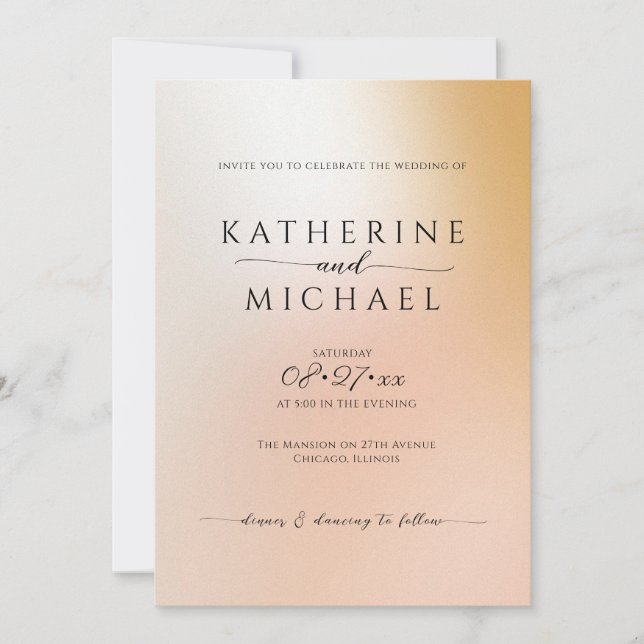 Invitación Boda minimalista de Ombre (Anverso)