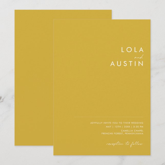 Invitación Boda Minimalista de oro moderno (Anverso / Reverso)