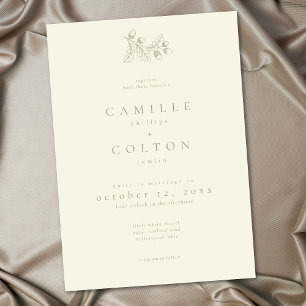 Invitación Boda Minimalista de Otoño con Hoja de Roble y Bell
