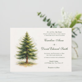 Invitación Boda minimalista de pino acuarela