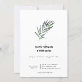 Invitación Boda Minimalista de rama de oliva acuarela