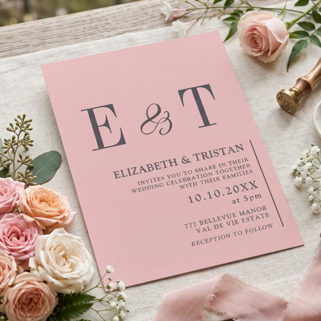 Invitación Boda minimalista de rosa elegante  (Subido por el creador)