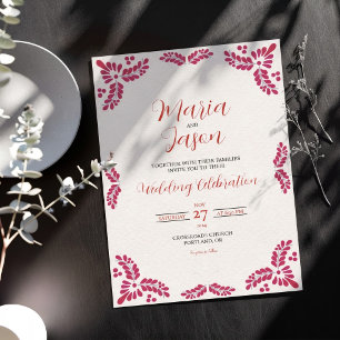 Invitación Boda Minimalista de Talavera Mexicana con Flores R