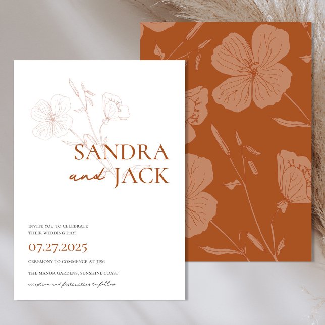 Invitación boda minimalista de Terracotta Floral Boho (Subido por el creador)