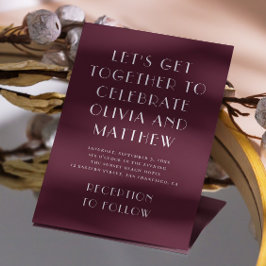 Invitación Boda minimalista de tipografía moderna de Borgoña