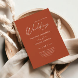 Invitación Boda minimalista de Tipografía Moderna Terracota